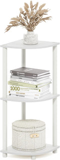Furinno Turn-N-Tube Corner Shelf, 3-Tier Corner Bookshelf, Display Storage Shelves with Open Shelves, for Organization and Storage, Living Room, Home Office, Garage, White