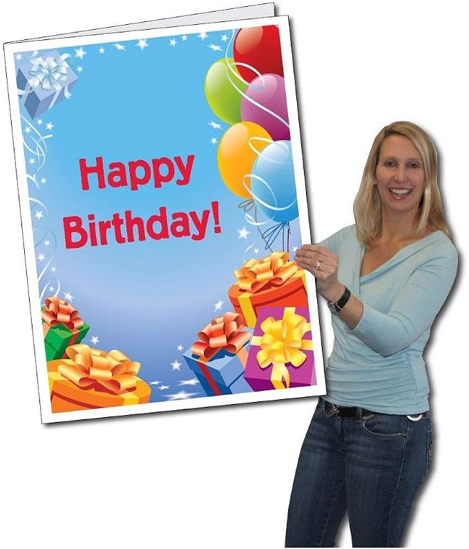VictoryStore Jumbo 3 Foot Happy Birthday Card, Presents And Balloons, 24x36-Inches Card, Ships In Jumbo Envelope, (Stock,12426)