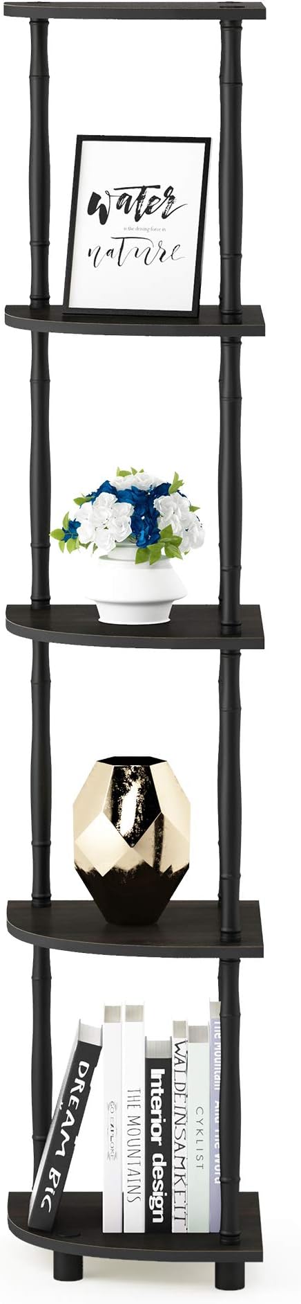 Furinno Turn-N-Tube 5 Tier Corner Display Rack Multipurpose Shelving Unit with Classic Tubes, Espresso/Black (18035EX/BK)