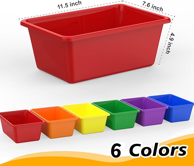 18 Pcs Plastic Classroom Bins, Book Toy Storage Bin Small Cubby Bins Stackable Storage Organizer Containers for Office Home Nursery Playroom (18) ﻿