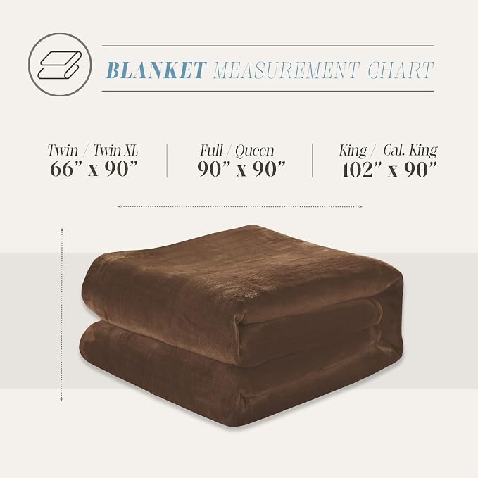 Elegant Comfort Luxury Velvety Feel Blanket, All-Season Lightweight Blanket, Ultra Plush, Soft, Cozy-Fuzzy Flannel Fleece for Couch, Sofa, Bed, Travel, Solid Design, Full/Queen, Brown