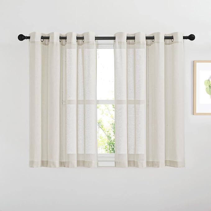 NICETOWN Semi Sheer Linen Curtains 54 inch Long by NICETOWN