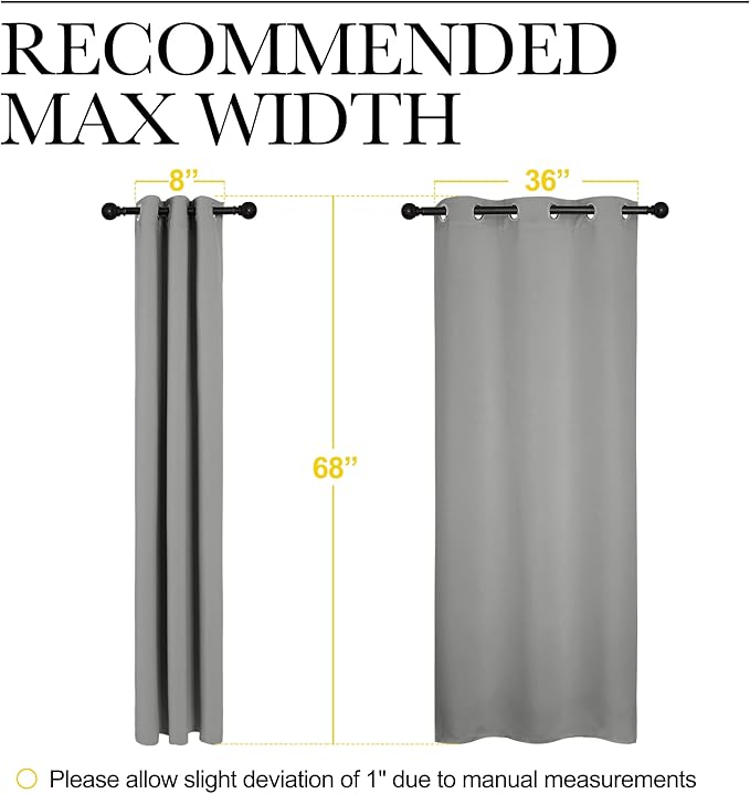 NICETOWN Thermal Insulated Grommet Blackout Curtains, Kids Window Drape Panel for Nursery, Privacy Short Curtains (Silver Grey, 2 Panels, W42 x L68 -Inch)