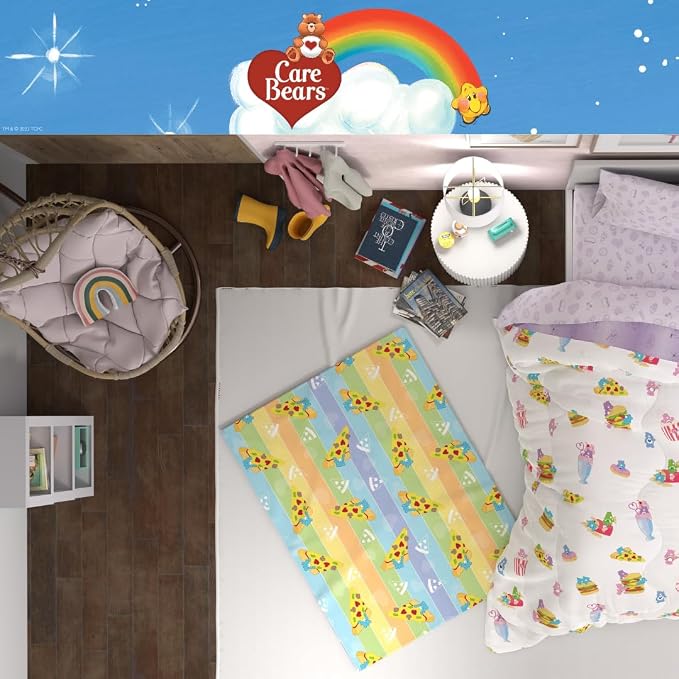 Care Bears Nostalgic Pizza Bedding Super Soft Cozy Plush Throw, 46 in x 60 in, (Officially Licensed Product) by Franco Collectibles