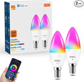 OHLUX 2 Pack E12 LED Bulb, 5W 40 Watt Equivalent Dimmable Smart Candelabra Bulbs Compatible with Alexa, Google Home, Color Changing, Music Sync, Voice Control, Timer