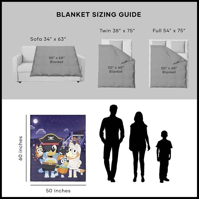 Northwest Bluey Silk Touch Sherpa Throw Blanket, 50" x 60", Family Halloween