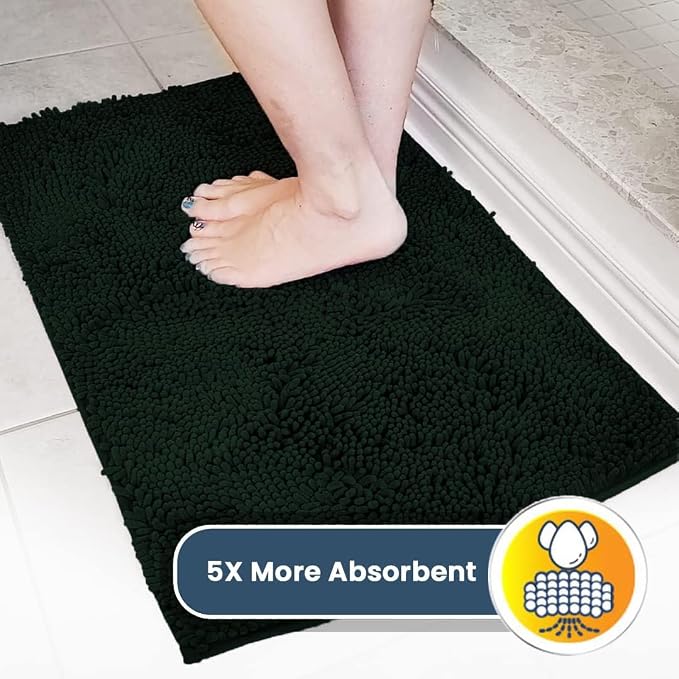 Muddy Mat® | Super Water Absorbent Door Mat Indoor, Microfiber Quick Dry Chenille Entryway Rug,Slip Resistant Front Door Mat,Indoor Mats for Entryway,Machine Washable Pet Rug, Hunter Green 19" x 30"