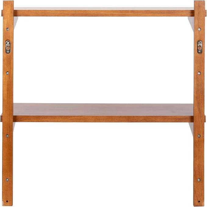 Kate and Laurel Meridien Modern Two-Tier Wooden Shelves, 24 x 12 x 24, Walnut Brown, Stunning Tiered Wall Shelf for Storage and Display as Cute Nursery Shelving or Bedroom Storage