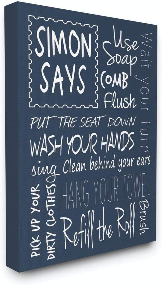 Stupell Industries Simon Says Bath Rules, 36 x 48 Inch Canvas Wall Art | Stupell Industries | 36 x 48 Inches, Easy to Hang and Sturdy, Made in USA, by Regina Nouvel