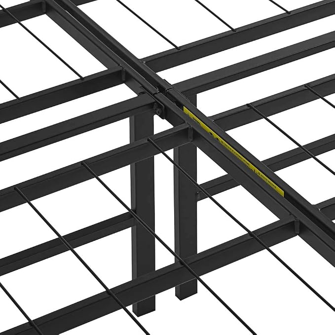 Amazon Basics Bed Frame with Storage, Foldable Metal Platform, Sturdy Steel, No Box Spring Needed, 14-inch High, Tool-Free Setup, Noise Free, Easy Assembly, Queen Size, Black
