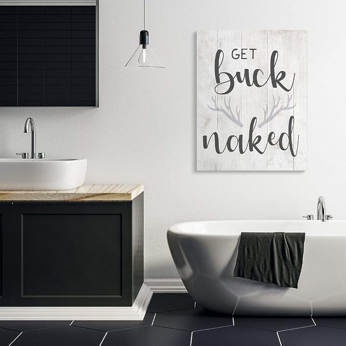 Stupell Industries Buck Naked Antlers Humor, 36 x 48 Inch Canvas Wall Art | Stupell Industries · By Lil' Rue · Ready to hang · Rustic novelty charm for cabin spaces · Made in USA