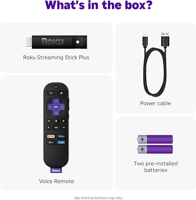 Roku Streaming Stick Plus with Voice Remote - 4K & HDR10+ | 4K & HDR Streaming Device for TV with Roku Voice Remote - Free & Live Local News, Sports