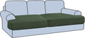 H.VERSAILTEX Stretch 2 Piece T Cushion Sofa Slipcovers Individually Sofa Cushion Covers for 2 Cushion Couch Sofa Seat Cushion Covers with Elastic Bands Featuring Thicker Jacquard Fabric, Bronze Green