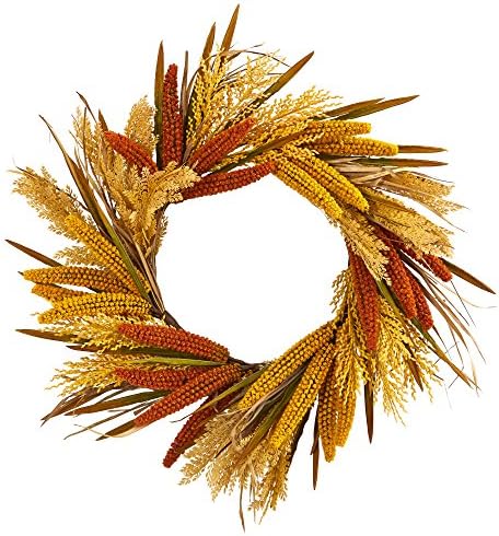 Nearly Natural 25 in Autumn Sorghum Harvest Artificial Fall Wreath by NearlyNatural
