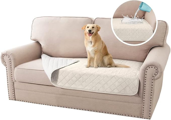H.VERSAILTEX Couch Cover for Dogs Washable 100% Waterproof Sofa Cushion Cover Dog Bed Cover Non-Slip Pet Blanket for Sofa Cushion Protector, 35"x62", Ivory