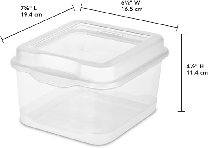 Sterilite FlipTop, Stackable Small Storage Bin with Hinging Lid, Plastic Container to Organize Desk at Home, Classroom, Office, Clear, (Pack of 12) | Bin with Hinged Lid, Stackable Multipurpose Organizer for Art & Craft Supplies, Accessories, Photos & ...