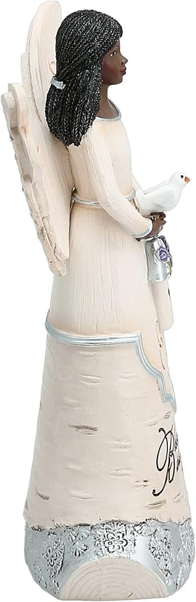 Pavilion Gift Company 82433 Bless This Home 6 Inch Ebony Angel Figurine, Cream