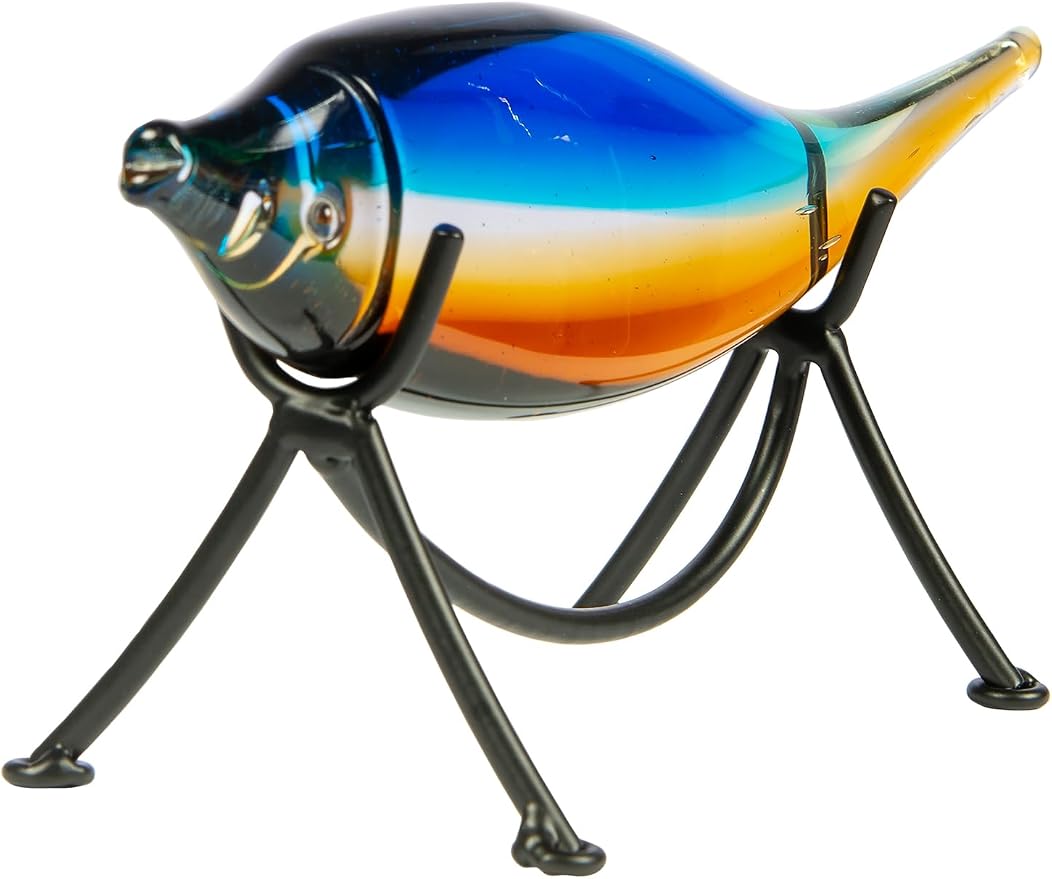 Dale Tiffany AS24127 Murano Style Garfish Handcrafted Art Glass Sculpture with Stand, Blue, 10-Inch Wide