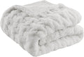 Madison Park Ruched Fur Throw Faux Fur Blanket, 50" x 60", Silver Grey | Luxury, Premium, Soft Cozy Brushed Long Pile, All Season Plush Modern OEKO- TEX Certification Warm For Bed, Couch or Sofa