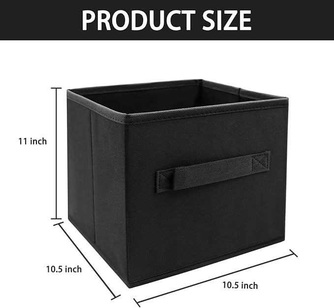 EBIGIC Storage Cubes Collapsible fabric Storage bins,cube storage organizer 10.5 * 10.5 * 11 inch,For home and office Collapsible Closet Shelf Organizers, Drawer Organizers(Black)