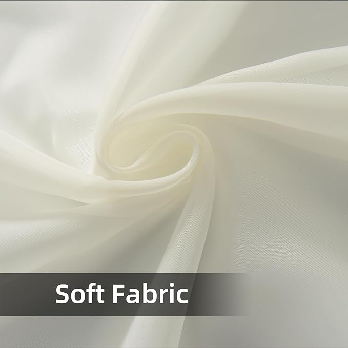 youleyar Solid Sheer Rod Pocket Curtain Voile Draperies 2 Panels White Beige Black Grey Coffee 70 Inch Width 96 Inch Long 1 Pair for Kitchen Bedroom Children Living Room Yard(Ivory,70Wｘ96L)