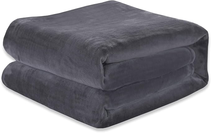 Elegant Comfort Luxury Velvety Softness Fuzzy Plush Micro-Velour Ultra-Soft Blanket, Full/Queen, Grey