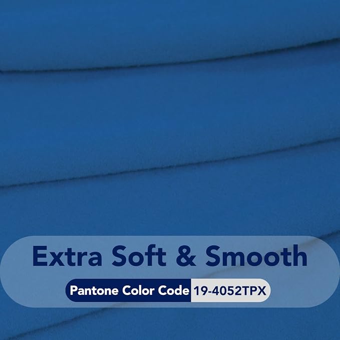 PureFit Stretch Chair Covers Fleece Couch Covers for Sofa Classic Blue | 1-Piece Spandex Couch Cover Soft Couch Protector, Sofa Cover Washable with Non Skid Foam and Elastic Bottom for Kids, Dogs