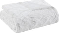 Madison Park Zuri Faux Fur Reversible Throw Blanket, 50 x 60 in, White | Oversized Soft Plush, Luxury, Animal Stripes, Mink Reverse, Modern, All Season, for Bed Sofa Couch, OEKO-TEX Certified