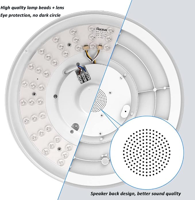 Upgrade WiFi Music Ceiling Light with Bluetooth Speaker and Remote Control, 15 inch Dimmable Ceiling lamp Compatible with Alexa and Google Home 36W RGB Family Party Lights for Bedroom Living Room