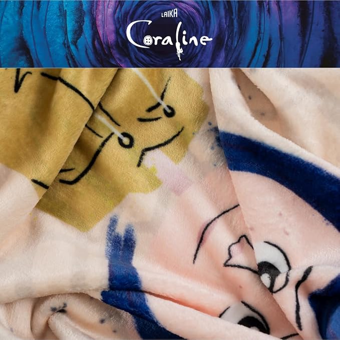 Coraline Button Eyes Bedding Super Soft Cozy Plush Throw, 46 in x 60 in, (Officially Licensed Product) by Franco