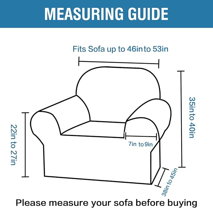 H.VERSAILTEX Living Room Chair Covers 1 Piece Stretch Sofa Cover Anti-Slip Couch Protector Soft Couch Cover for Dogs Upgrade Thick Jacquard Fabric with Spiral Pattern(46"-53", Stone Blue)