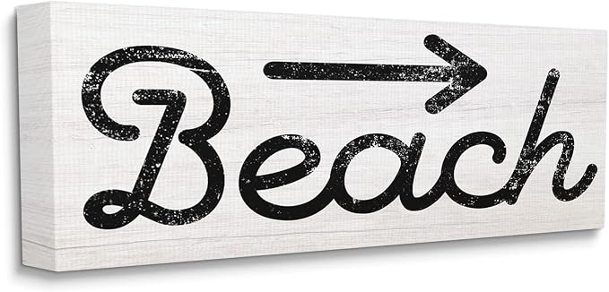 'Weathered Beach Direction Sign Rustic Arrow'| Canvas Art | Stupell Industries | 24 x 10 Inches, Easy to Hang and Sturdy, Made in USA, by Lil' Rue