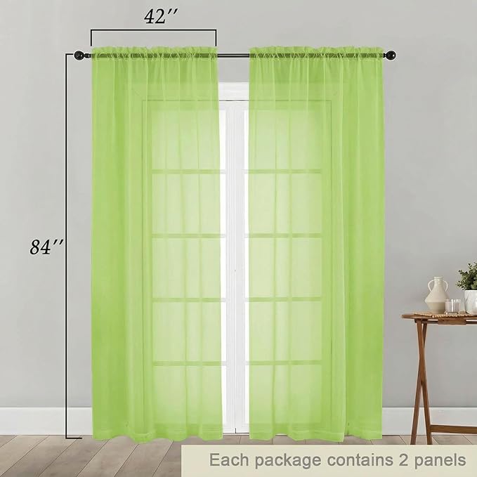 Sheer Curtains 84 Inches Long 2 Panels Set - Image 2