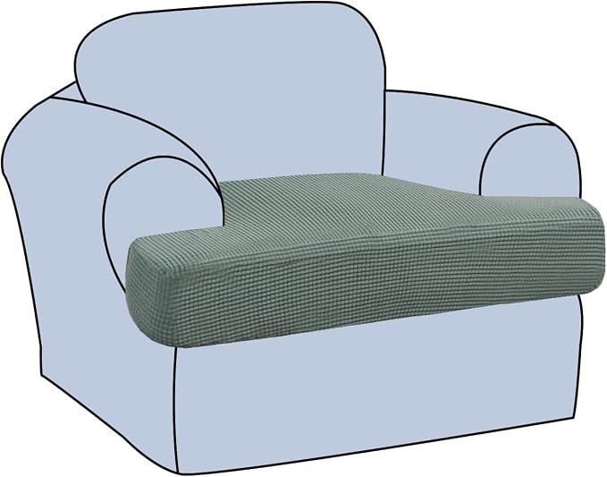 H.VERSAILTEX Stretch T Cushion Chair Sofa Slipcover T Cushion Covers for Living Room Armchair Couch Cover T Cushion Slipcover Seat Cover with Elastic Bands Thicker Jacquard Fabric, Sage