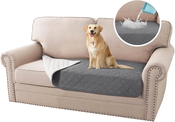 H.VERSAILTEX Couch Cover for Dogs Washable 100% Waterproof Sofa Cushion Cover Dog Bed Cover Non-Slip Pet Blanket for Sofa Cushion Protector, 35" x 62", Grey