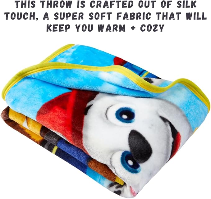 Paw Patrol Kids Bedding Super Soft Silk Touch Throw, 40 in x 50 in, (Official Licensed Product) By Franco