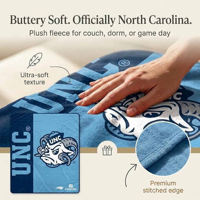Proformance Home NCAA North Carolina Tar Heels Endzone Ultra Soft Tailgate Throw