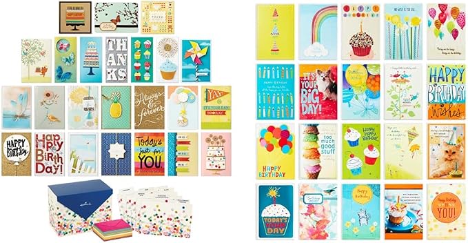 Hallmark All Occasion Boxed Greeting Card Set (24 cards) + Hallmark Birthday Card Assortment (20 cards)
