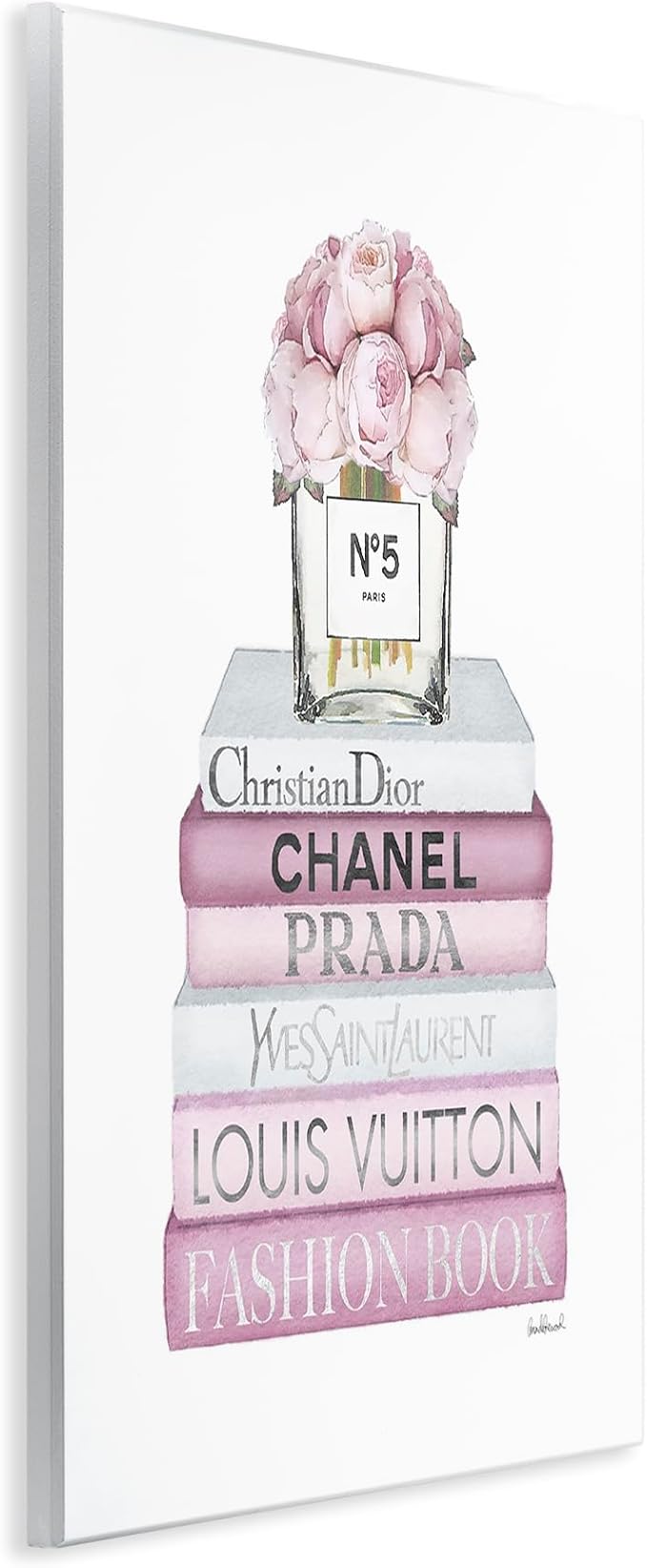 Soft Pink Rose Bookstack, 10 x 15 Inch Mounted Print on Wall Plaque | Stupell Industries · By Amanda Greenwood · Ready to hang · Hand finished · Made in USA