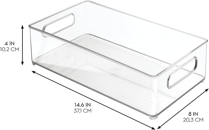 iDesign Stackable Fridge Bin, Set of 6, Clear | Kitchen Storage Bin, For Pantry, Cabinets, or Fridge