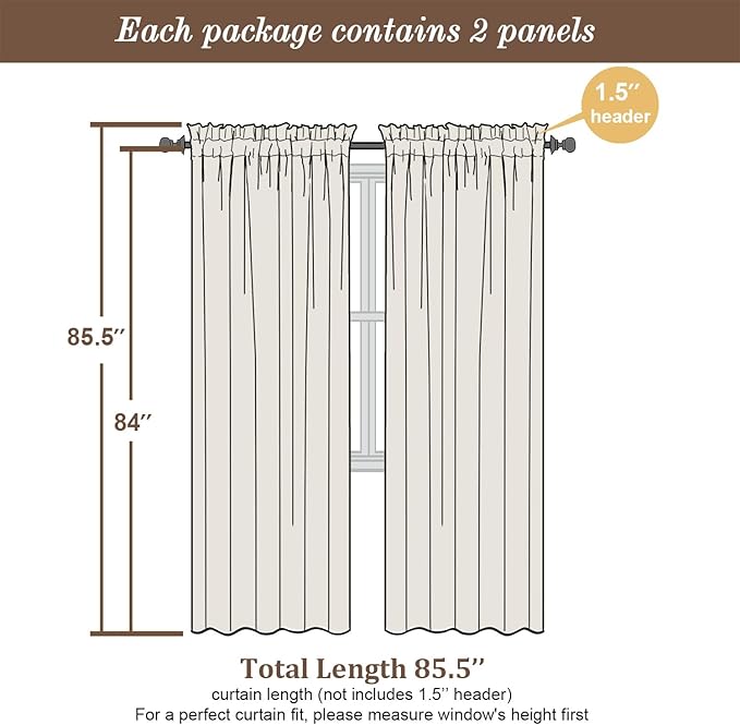 Chyhomenyc Mustard Yellow Sheer Curtains 84 Inches Long, Light Filtering Window Sheer Curtain Panel Drapes, Elegant Rod Pocket Soft Voile for Bedroom Living Room, Each 42Wx84L Inches, 2 Panels