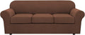 H.VERSAILTEX 4 Piece Stretch Sofa Covers for 3 Cushion Couch Covers for Living Room Furniture Slipcovers (Base Cover Plus 3 Seat Cushion Covers) Upgraded Thicker Jacquard Fabric (Sofa, Caramel)