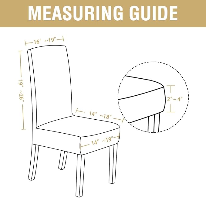 H.VERSAILTEX Dining Chair Covers Stretch for Dining Room Set of 4 Parson Chair Slipcovers Protectors, Soft Thick Solid Velvet Fabric Washable, Taupe