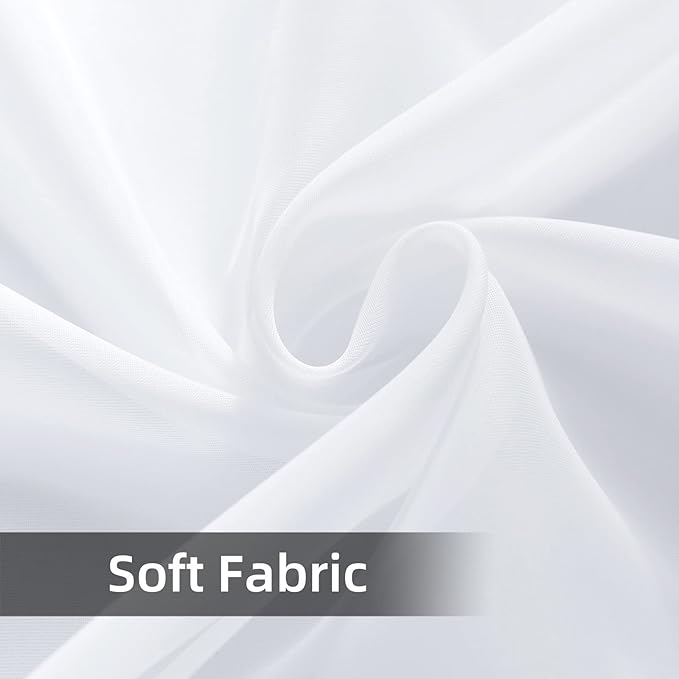 youleyar Solid Sheer Rod Pocket Curtain Voile Draperies 2 Panels White Beige - Image 7