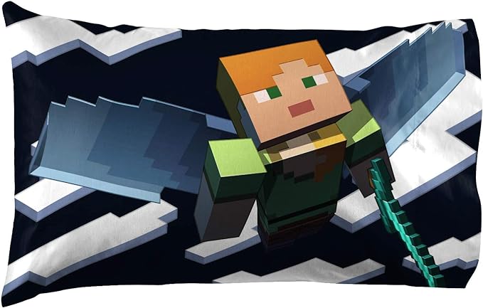 Minecraft Creeper Queen Comforter Set 7 Piece Kids Bedding for Boys, Green | Video Gaming, Bed in a Bag, Comforter Sheets Shams Pillowcases, Official Product, Microfiber, Machine Washable, Boys Gift