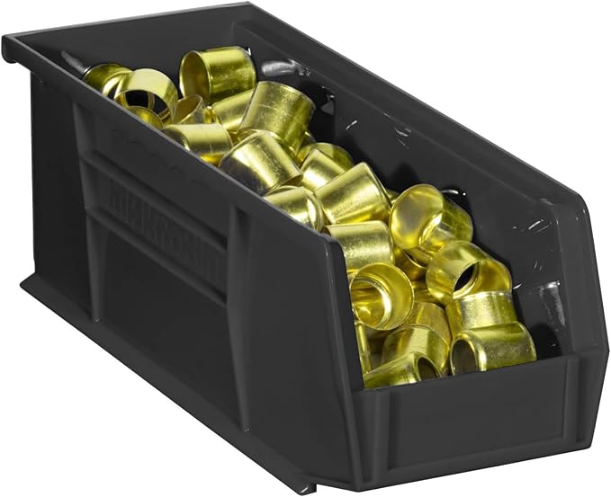 Akro-Mils 30224 AkroBins Plastic Storage Bins, 11"x 4"x 4", Black, 12-Pack | Space-Saving Stackable Bins for Garage, Pantry, Craft Organization