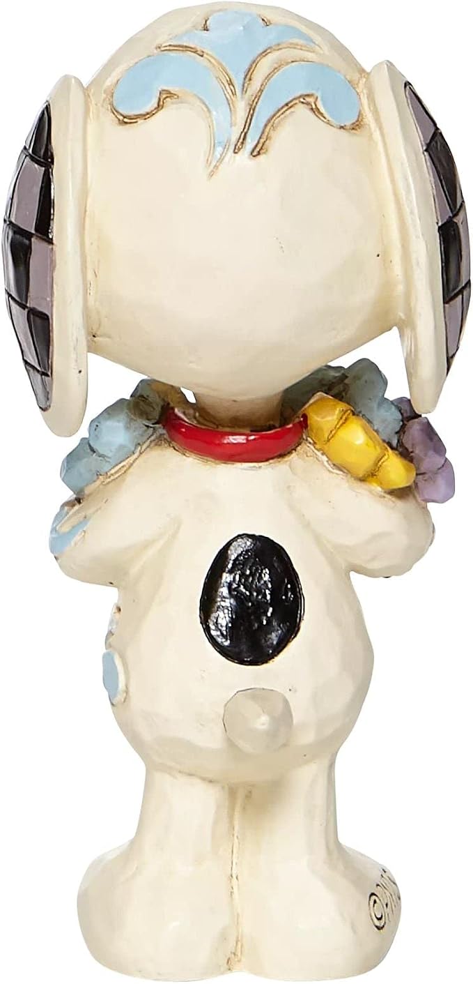 Enesco Peanuts by Jim Shore Snoopy Holding Spring Flowers Miniature Figurine, 3 Inch, Multicolor White