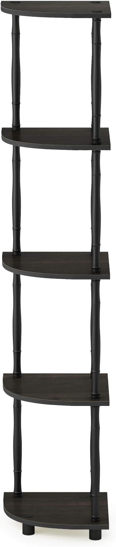 Furinno Turn-N-Tube 5 Tier Corner Display Rack Multipurpose Shelving Unit with Classic Tubes, Espresso/Black (18035EX/BK)