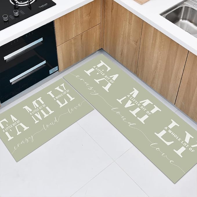 GUBIYU Kitchen Rug Set of 2,A Little Bit of Crazy A Whole Lot of Love Rugs for Living Room Dining Room Bedroom Aesthetic Anti Fatigue Kitchen Mats Non Skid Waterproof Rugs Farmhouse Office Home Decor