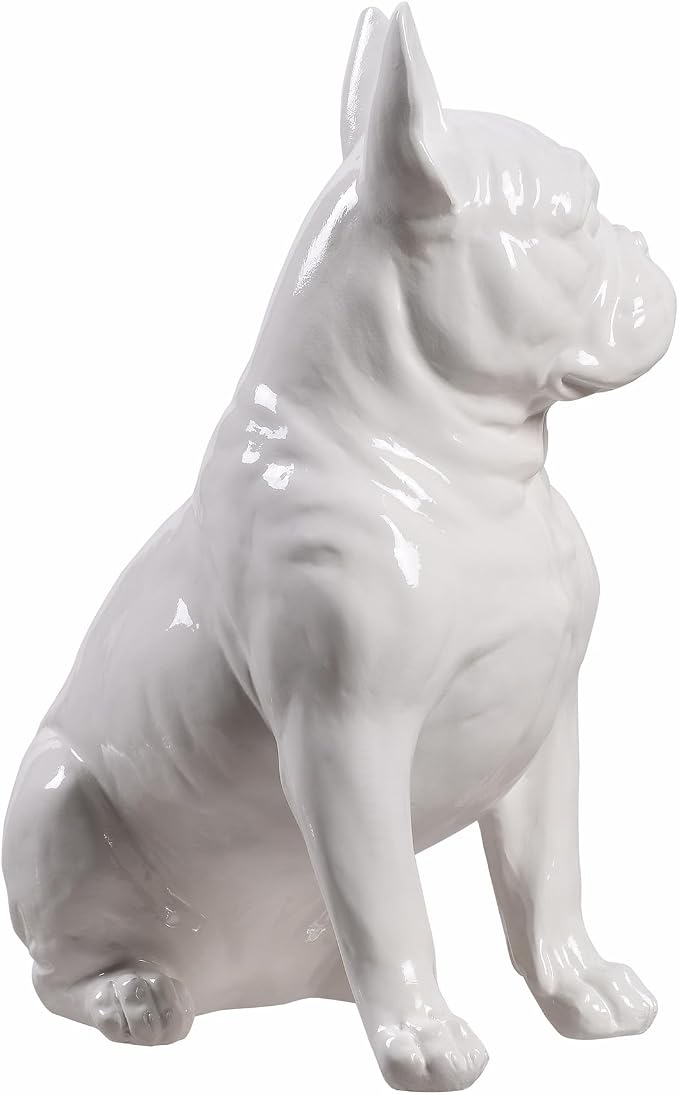 Hi-Line Gift Ltd. 10" H French Bulldog Statue in White Home Decor Indoor Use Only